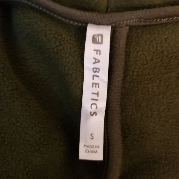 Fabletics S MOSCOW Coat Gray Green Fleece Lined Cascade Waterfall Open Front - Picture 5 of 8
